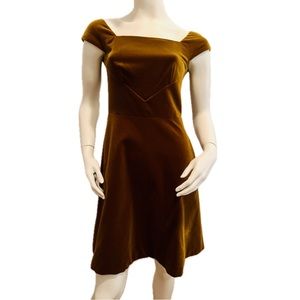 Bergdorf Goodman gold Velvet Skater Dress